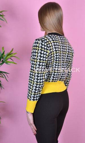 Cardigan Bottoni Pied De Poule