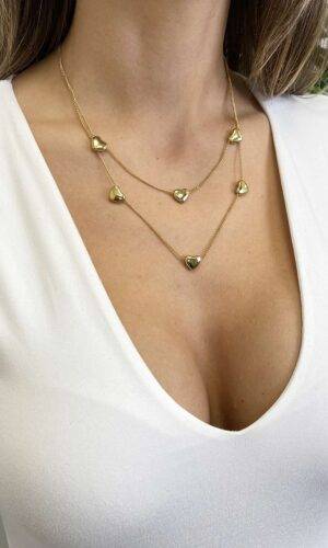 VelvetSnack Collana Cuori Oro