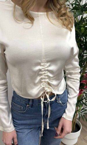HaveOne Blusa Arricciata Burro
