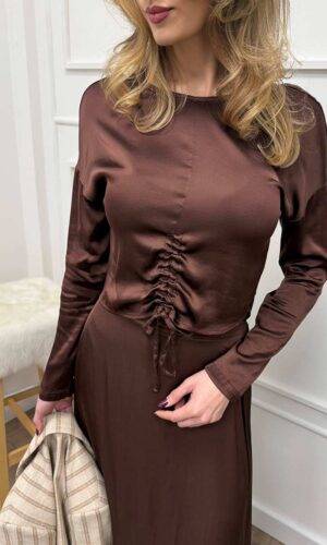 HaveOne Blusa Arricciata Cioccolato