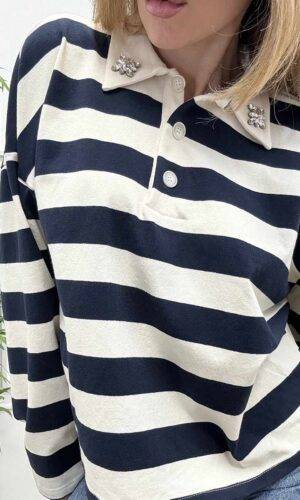 HaveOne Felpa Polo Colletto Strass