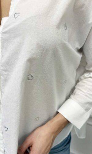 Only Camicia Strass Cuore Bianco