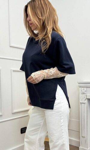 HaveOne Felpa Maniche in Pizzo Blue