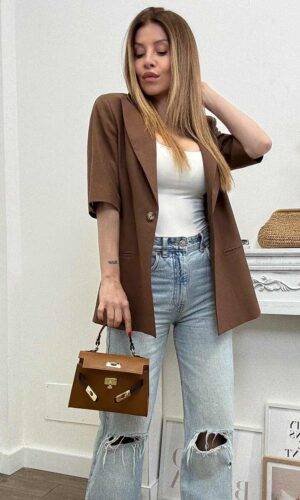 HaveOne Blazer Manica Corta Cioccolato