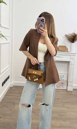 HaveOne Blazer Manica Corta Cioccolato