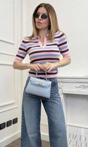 Only Polo Righe Rosa
