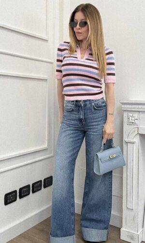 Only Polo Righe Rosa