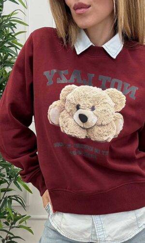 Only Felpa Teddy Burgundy