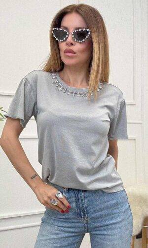 Only T-shirt Bling Bling Grigio