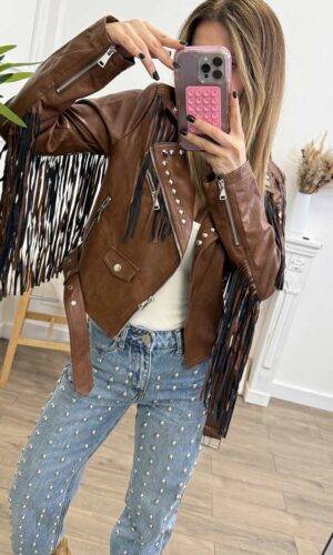 Glamorous Chiodo Frange Tabacco