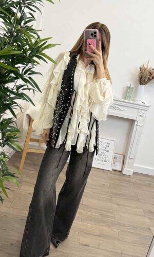 Glamorous Gilet Ecopelle Borchie