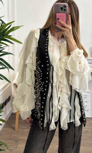 Glamorous Gilet Ecopelle Borchie