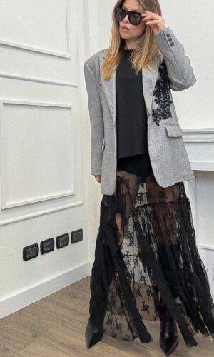 HaveOne Gonna Lunga Coulotte Pizzo Nero