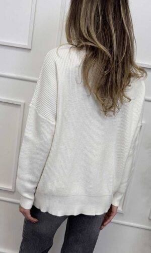 HaveOne Maglia Lupetto Applicazioni Panna