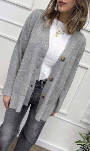 Only Cardigan Rib Grigio