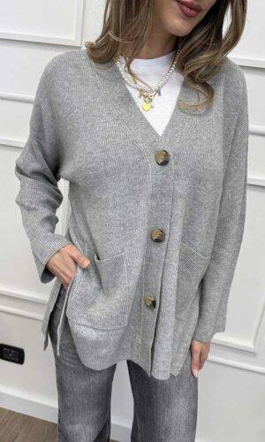 Only Cardigan Rib Grigio