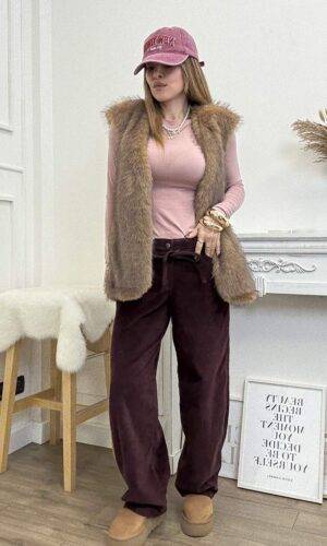 Only Pantalone Millerighe Gianna Sangria