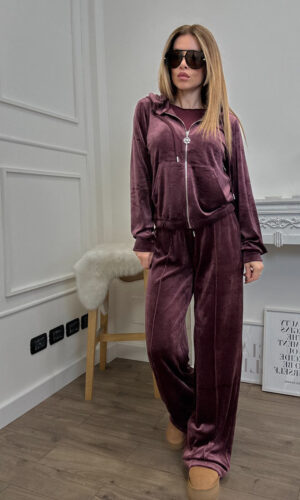 Only Pantalone Tuta Ciniglia Vino