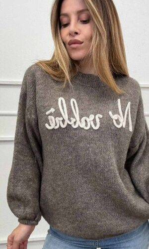 VelvetSnack Maglia No Vabbe’ Tortora