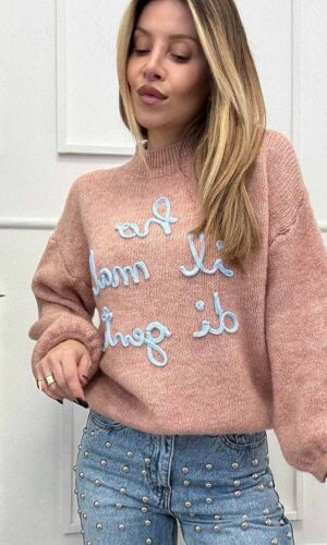 VelvetSnack Maglia Ho il Mal di Gente Rosa Pesca