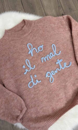 VelvetSnack Maglia Ho il Mal di Gente Rosa Pesca