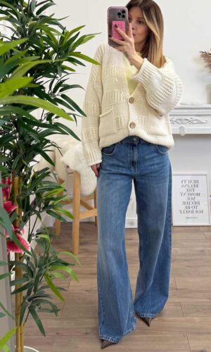 HaveOne Cardigan Bande Rilievo Calce