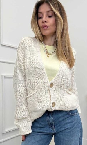 HaveOne Cardigan Bande Rilievo Calce