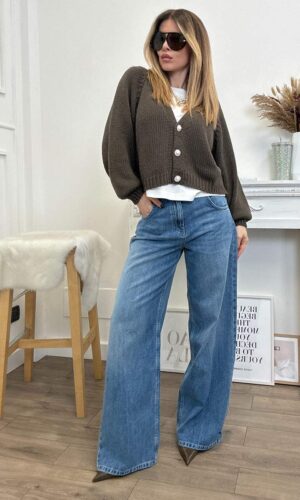 HaveOne Cardigan Bottoni Gioiello Moro