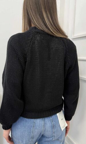 HaveOne Cardigan Bottoni Gioiello Nero