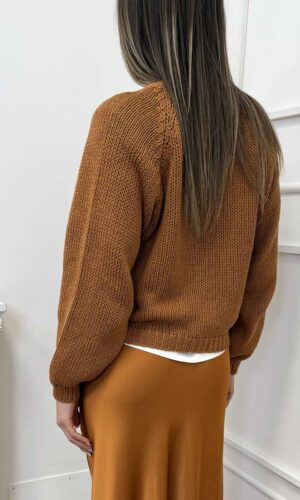 HaveOne Cardigan Bottoni Gioiello Tabacco