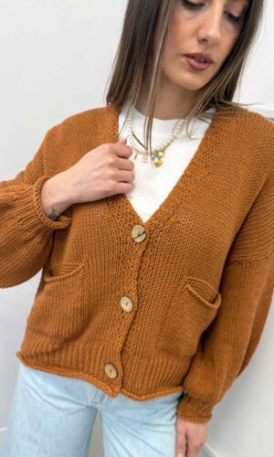 HaveOne Cardigan Tasche Tabacco