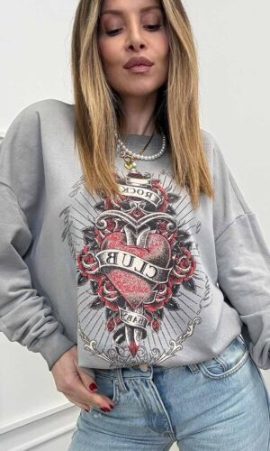 HaveOne Felpa Cuore Sacro Grigio