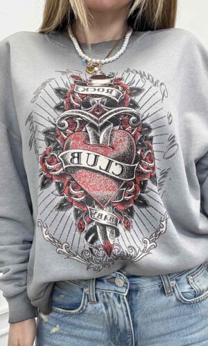 HaveOne Felpa Cuore Sacro Grigio