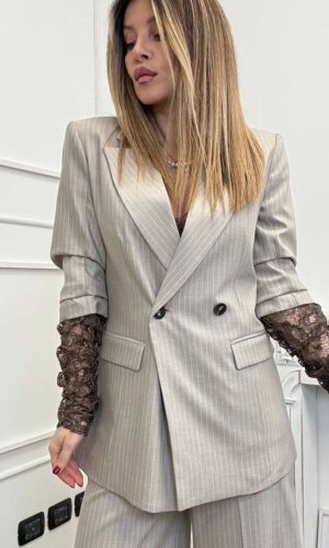 HaveOne Giacca Gessata Pizzo