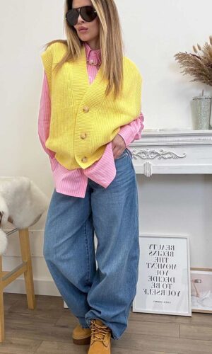 Lumina Gilet Bottoni Giallo