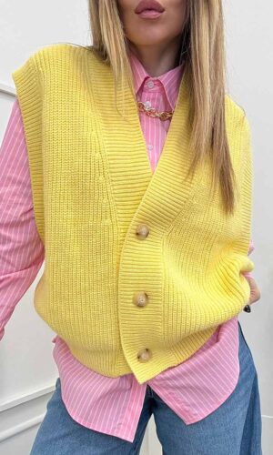 Lumina Gilet Bottoni Giallo