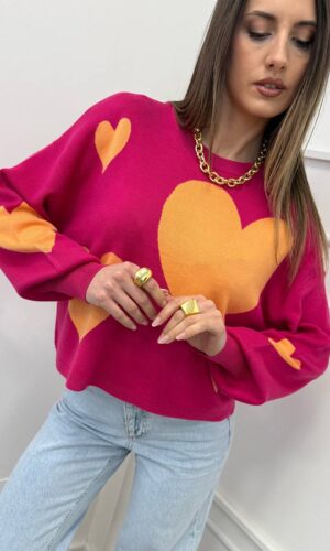 Only Maglia Cuore Fucsia