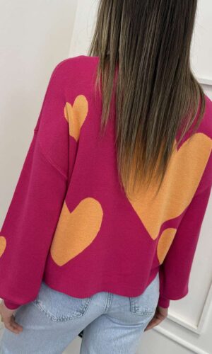 Only Maglia Cuore Fucsia