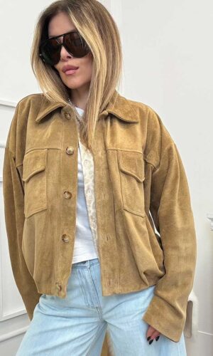 Vicolo Bomber Scamosciato Vera Pelle Miele