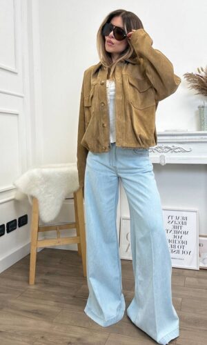 Vicolo Bomber Scamosciato Vera Pelle Miele