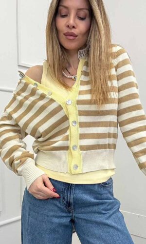 VelvetSnack Cardigan Righe Giallo