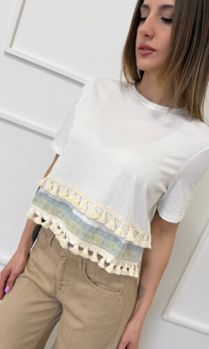 Only T-shirt ricamo Bianco