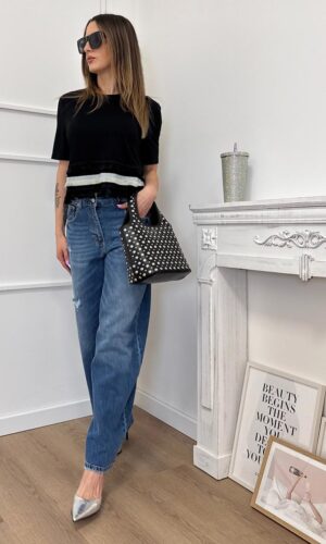 Only T-shirt ricamo Nero