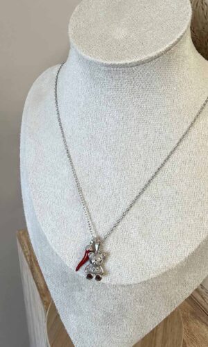 VelvetSnack Collana Teddy Lucky Silver