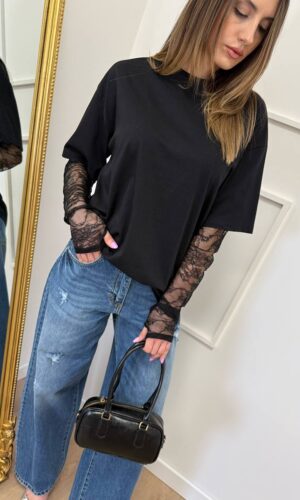 Vicolo T-shirt Pizzo Nero