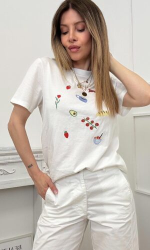 Pieces T-Shirt Ricamata