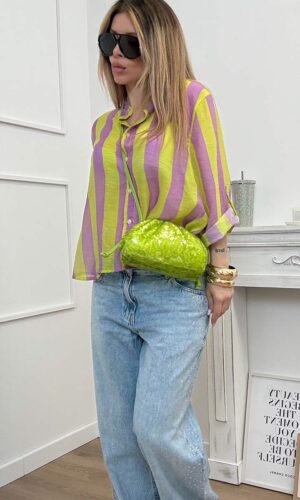 HaveOne Camicia Righe Colorblock Lilla