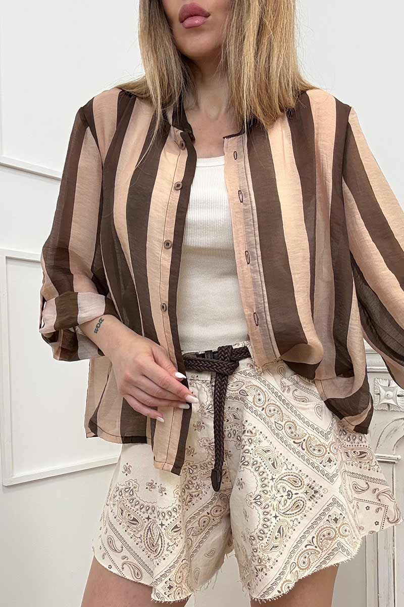 HaveOne Camicia Righe Colorblock Moro