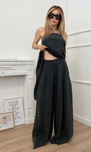 HaveOne Pantalone Largo Pinces Nero