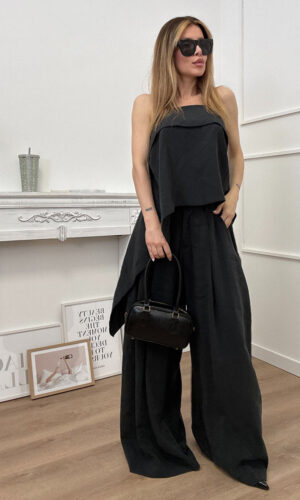 HaveOne Pantalone Largo Pinces Nero